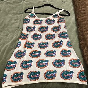QUEEN OF SPARKLES UF Gators Mascot dress- Orange and Blue Gator Print